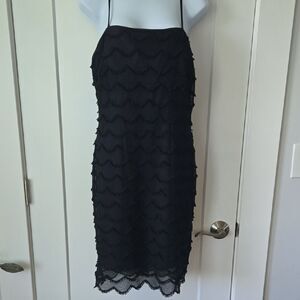 JS Collections Purple and Black Ruffled Pencil Dress